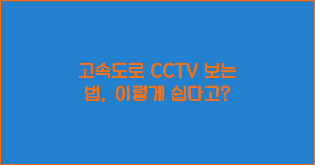 고속도로 cctv 보는 법