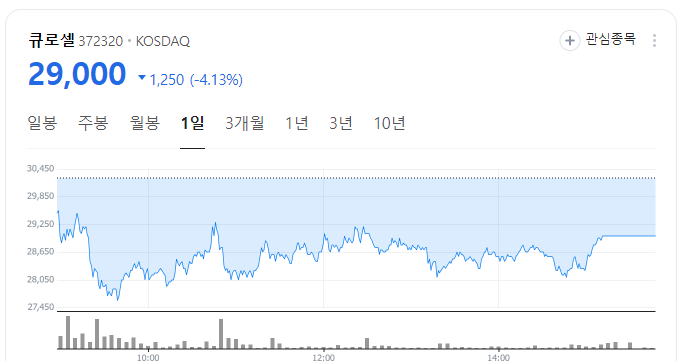 큐로셀 주가 11월 19일