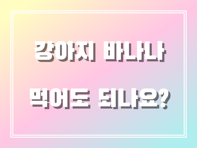 강아지 바나나 먹어도 되나요