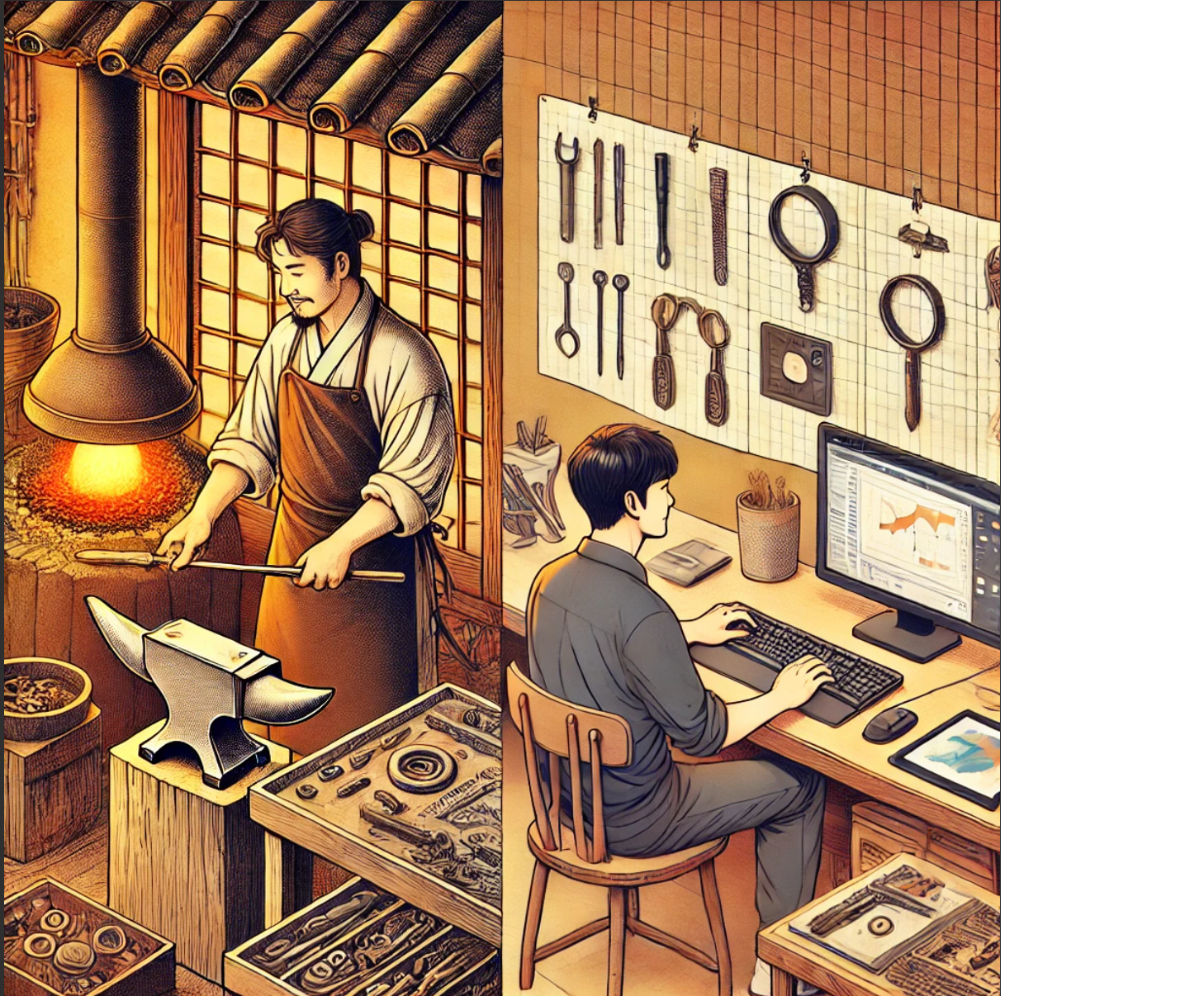 “과거와 현재, 일의 모습 비교”