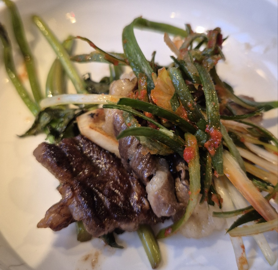 파채와 고기의 어울림