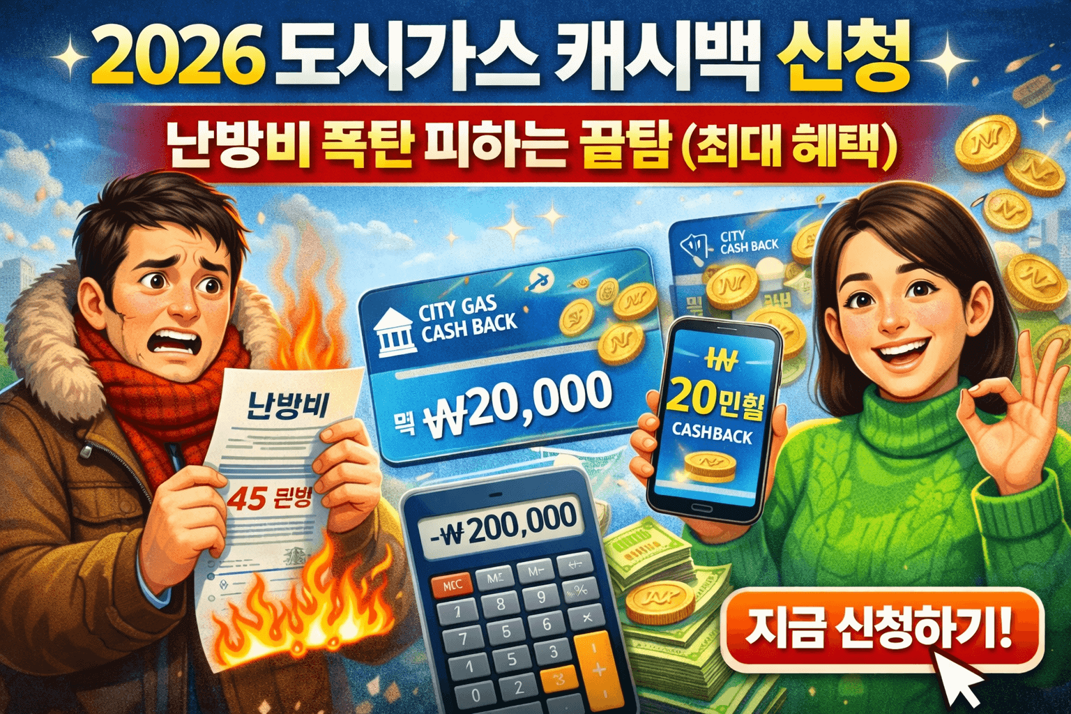 2026 도시가스 캐시백 신청: 난방비 폭탄 막는 꿀팁 (최대 혜택)