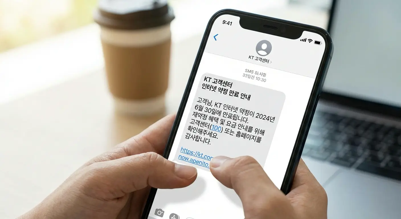 인터넷 약정 만료 안내 메시지