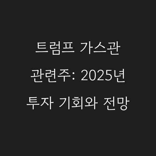 트럼프 가스관 관련주: 2025년 투자 기회와 전망 대표 이미지