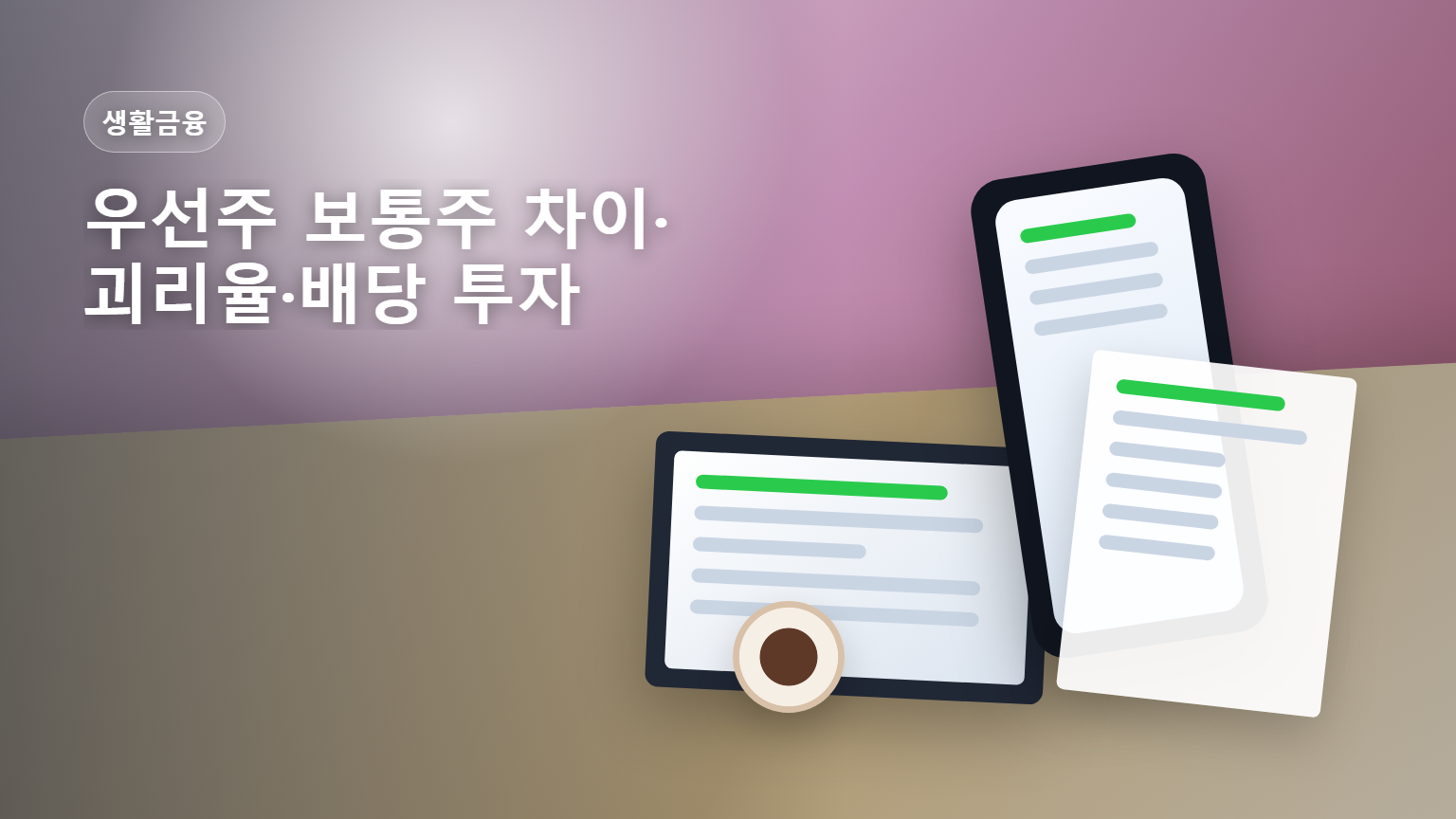 주식 거래 화면에 우선주와 보통주의 가격 괴리율과 배당수익률 비교 수치가 표시된 모습