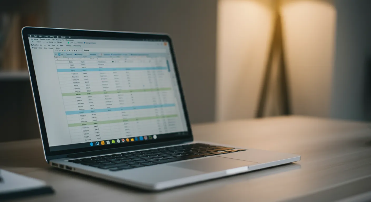 엑셀 파일을 보여주는 노트북