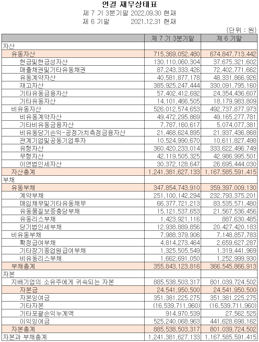 원익IPS - 재무상태표