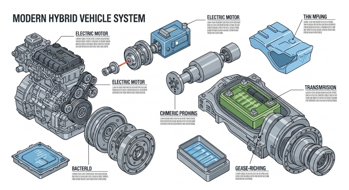 차량 하이브리드 시스템 인포그래픽