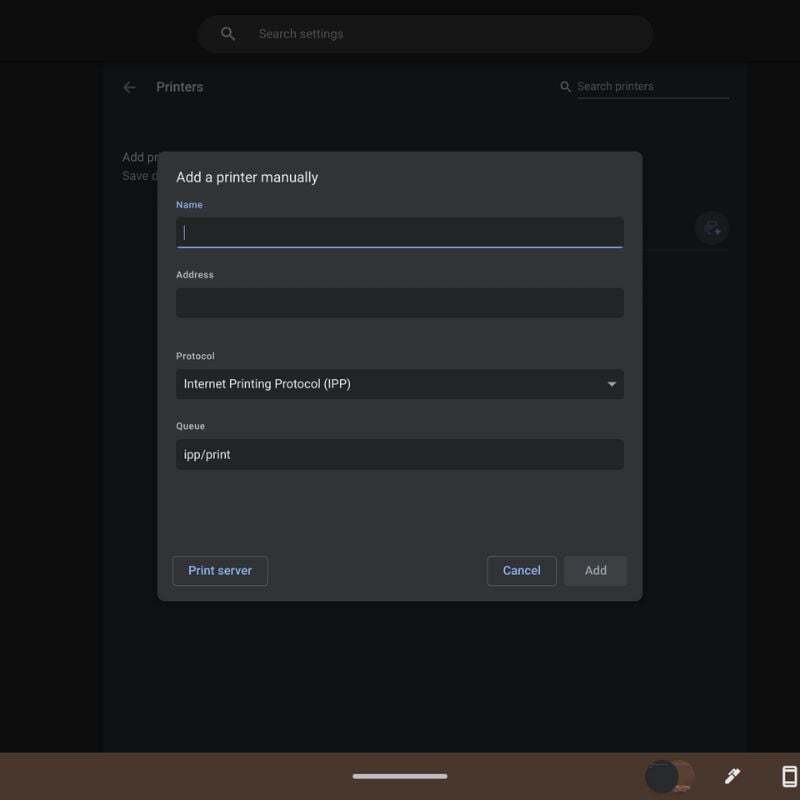 프린터 추가 오른쪽에 있는 파란색 더하기 아이콘