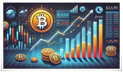 암호화폐 투자와 전통 주식 투자를 비교하는 차트