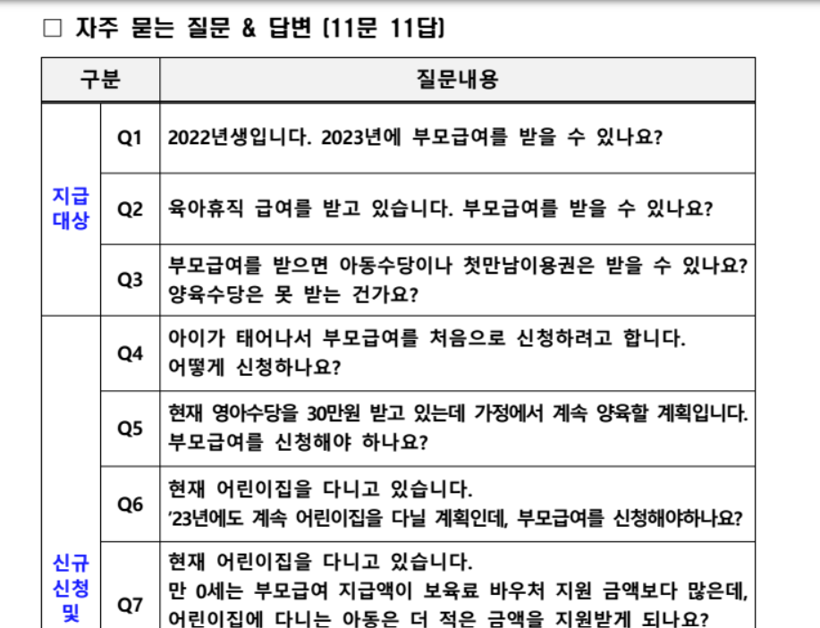 부모급여 질문1
