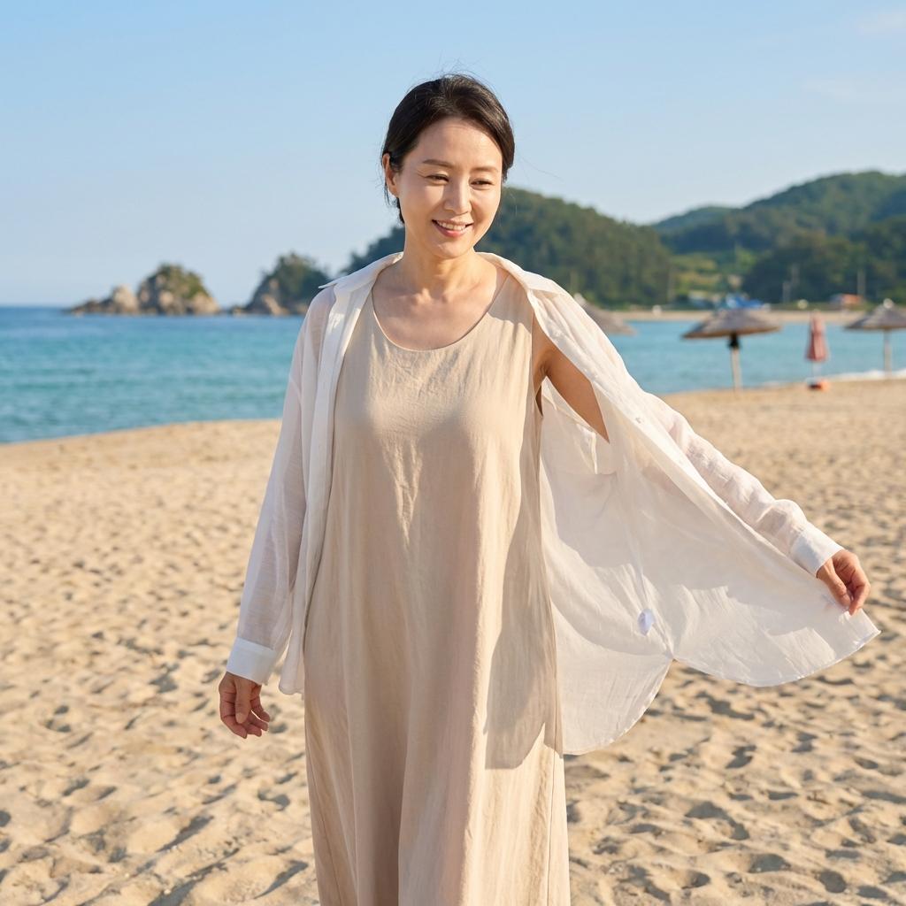 여름 여행지 시스루 가디건 활용