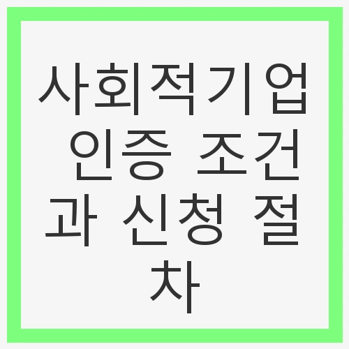 사회적기업 인증의 정의