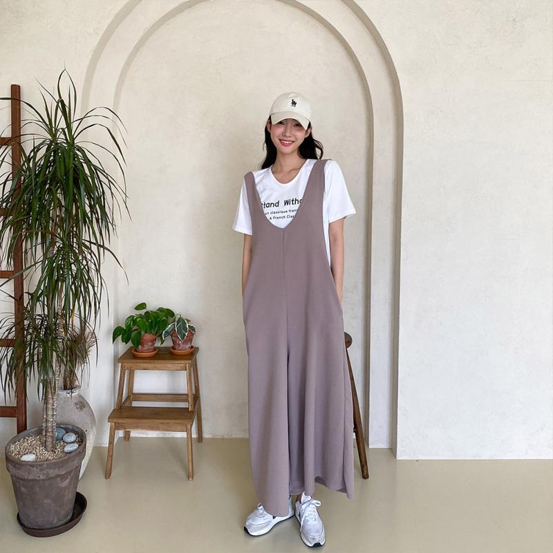 여성 여자 데일리 뒷밴딩 점프 슈트 원피스