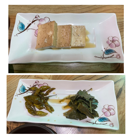두부조림과 나물 장아찌