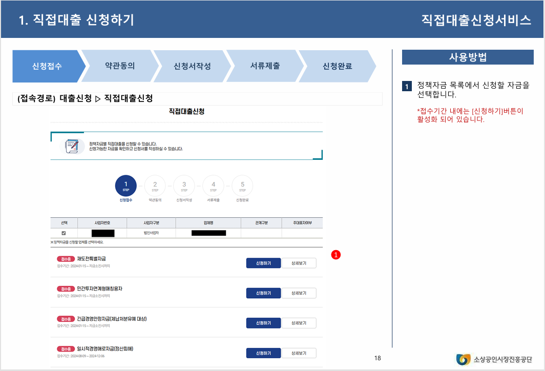 2024년 4분기 소상공인 정책자금: 정책자금사이트 가입과 직접대출 및 대리대출 신청 방법