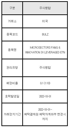 미국주식 주식병합 BULZ