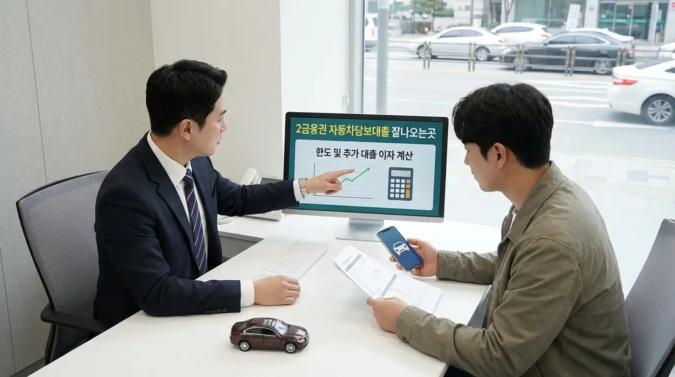 2금융권 자동차담보대출 잘나오는곳 한도 및 자동차 담보 추가 대출 이자 계산