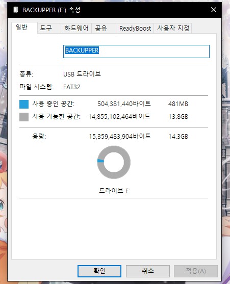 USB 파일 시스템 확인