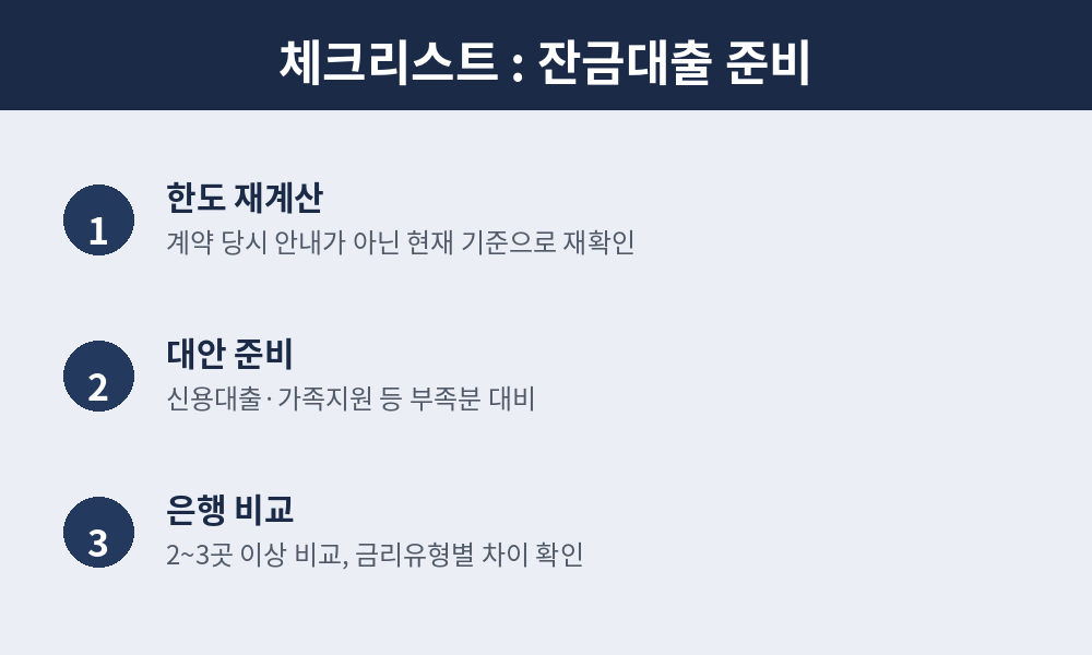 잔금대출 준비 체크리스트