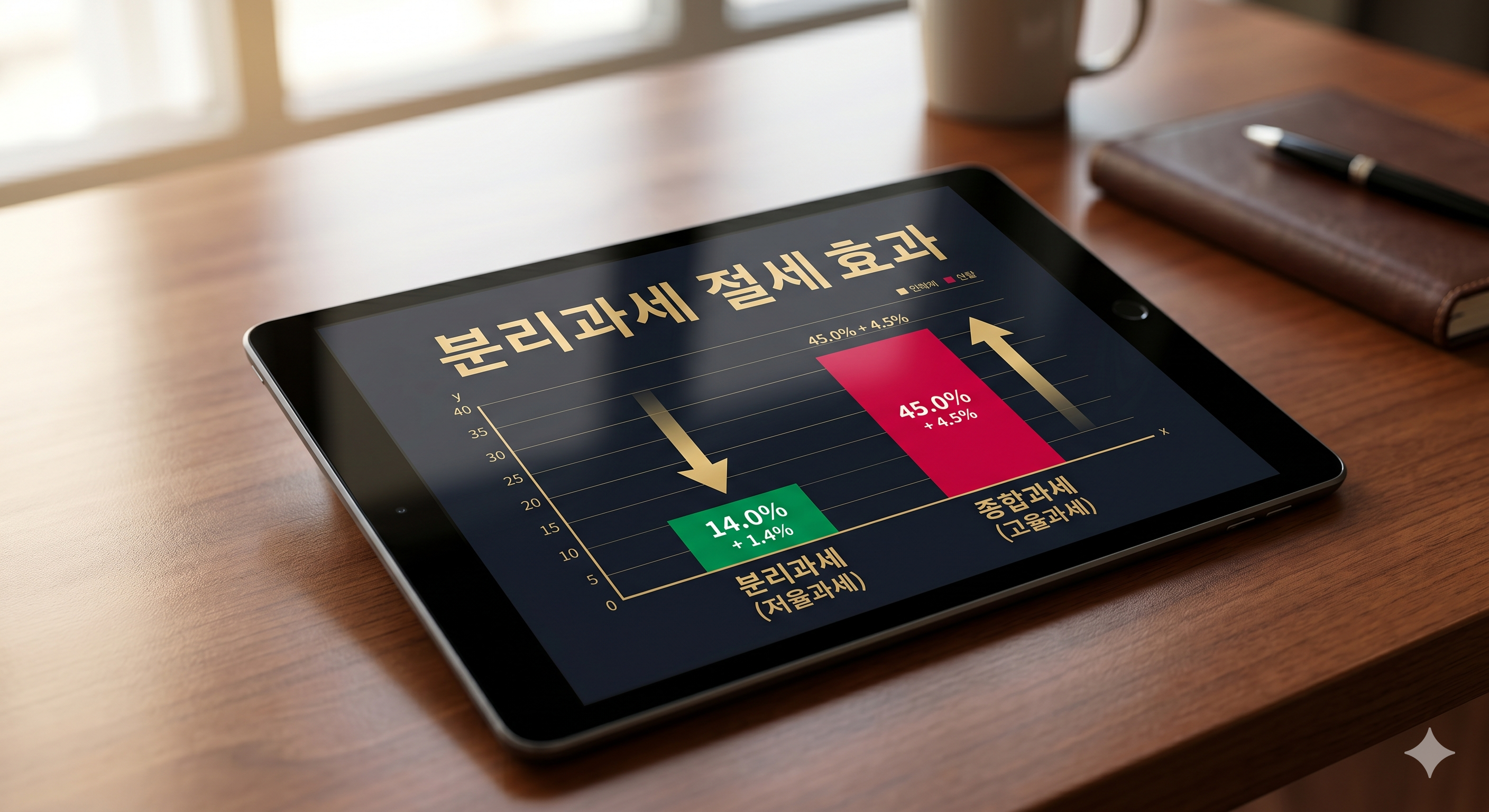 분리과세와 근로소득 전환 시 발생하는 종합소득세 절세 효과 및 환급 수치 안내 인포그래픽