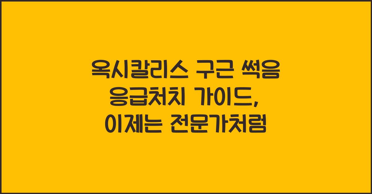옥시칼리스 구근 썩음 응급처치 가이드