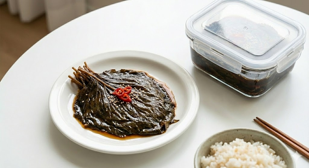 발효 과정을 통해 매운맛은 줄이고 영양 성분은 농축하여 고지혈증 예방과 소화 흡수를 돕는 고농축 명이나물 장아찌