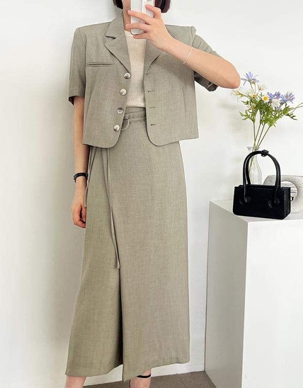 루델 여름 반팔자켓 랩 스커트 셋업 투피스 세트 단품가능