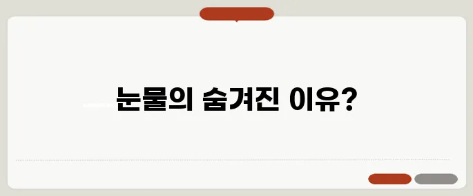 눈물이 자주 나는 이유