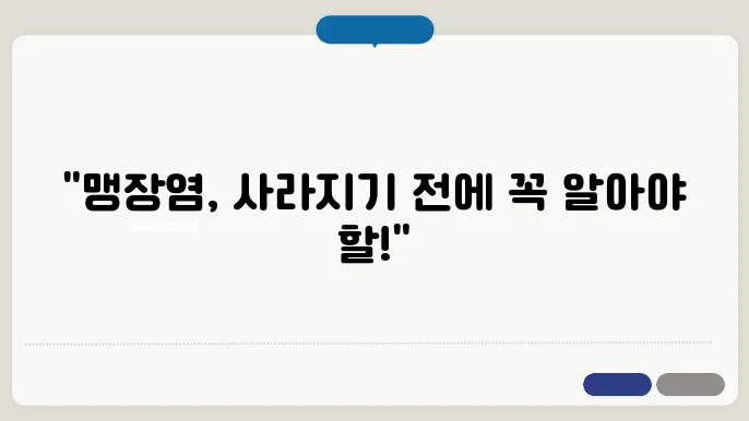 맹장염 증상 터지는 이유 대처법 알아보기