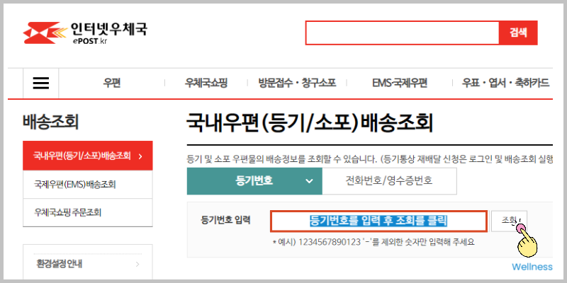 인터넷 우체국 사이트에서 배송조회하기