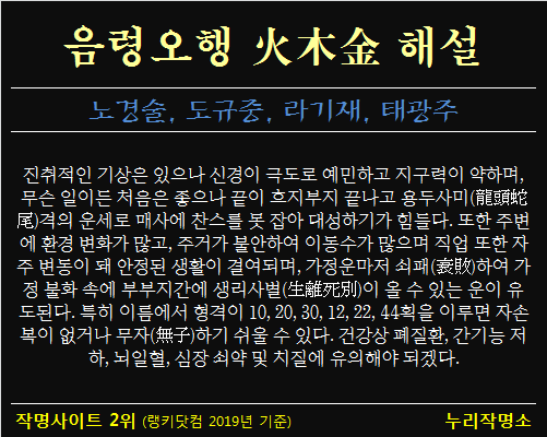 음령오행-화목금-해설