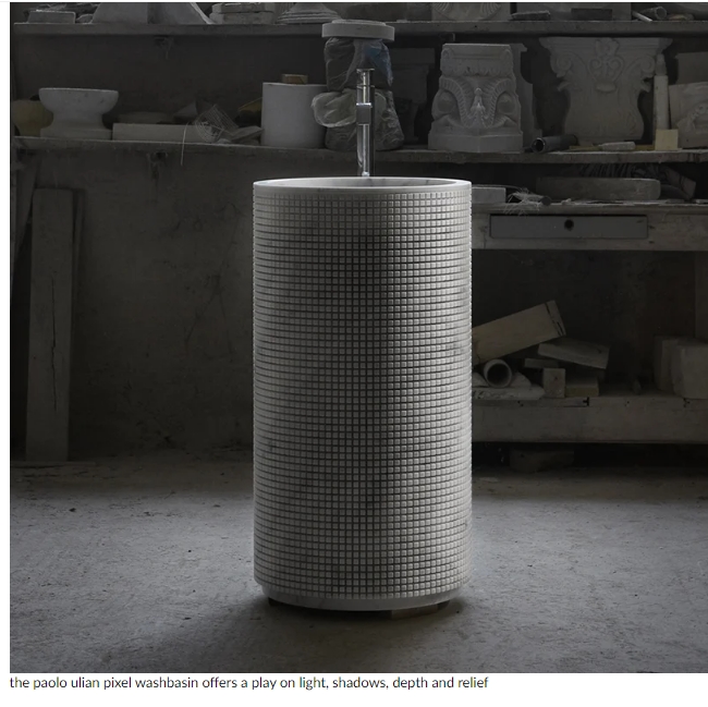 이탈리아 디자이너의 3차원 모자이크 픽셀 세면대 VIDEO: Paolo ulian's pixel washbasin for antoniolupi breaks down like an 8bit digital ima