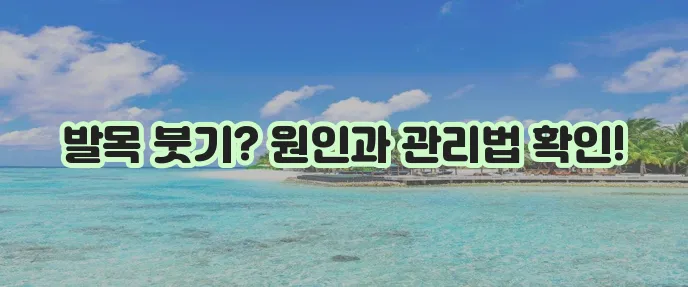 발목 붓는 이유 10가지와 효과적인 관리법을 알아봅시다!