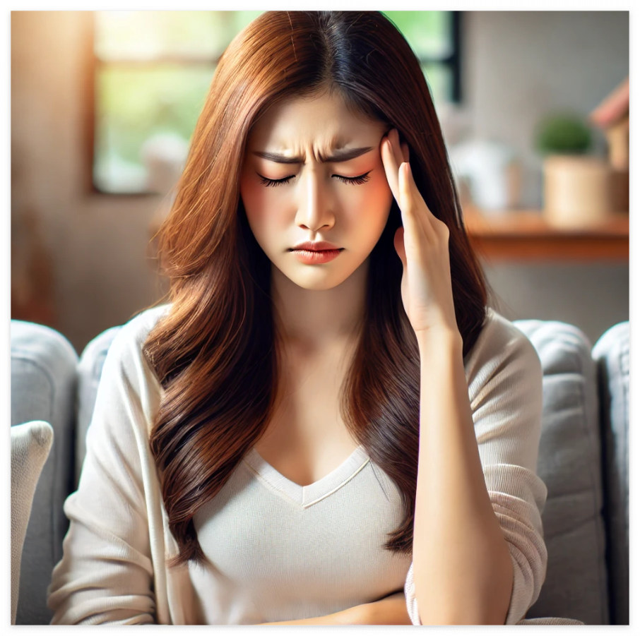 두통에 시달리는 여성