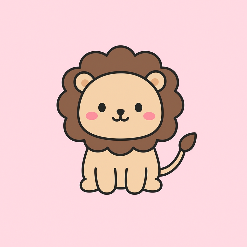 귀여운 카톡테마 사자 캐릭터 일러스트 예시