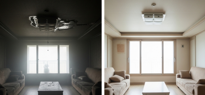 아파트 화재 청소 전후