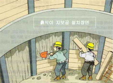 흙막이 지보공 설치 장면