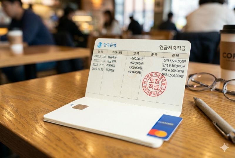 우체국 예금 통장의 거래 내역 화면