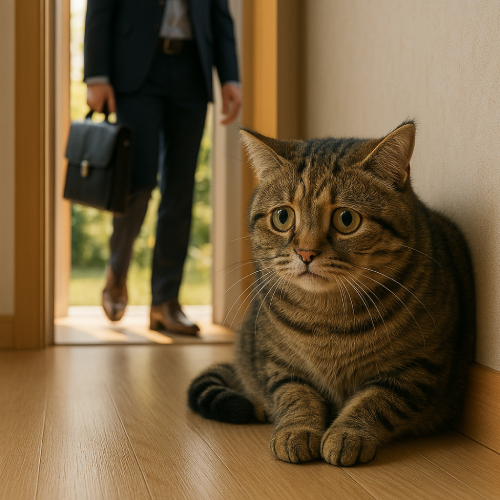 집사가 출근을 하자 불안해하는 고양이 모습