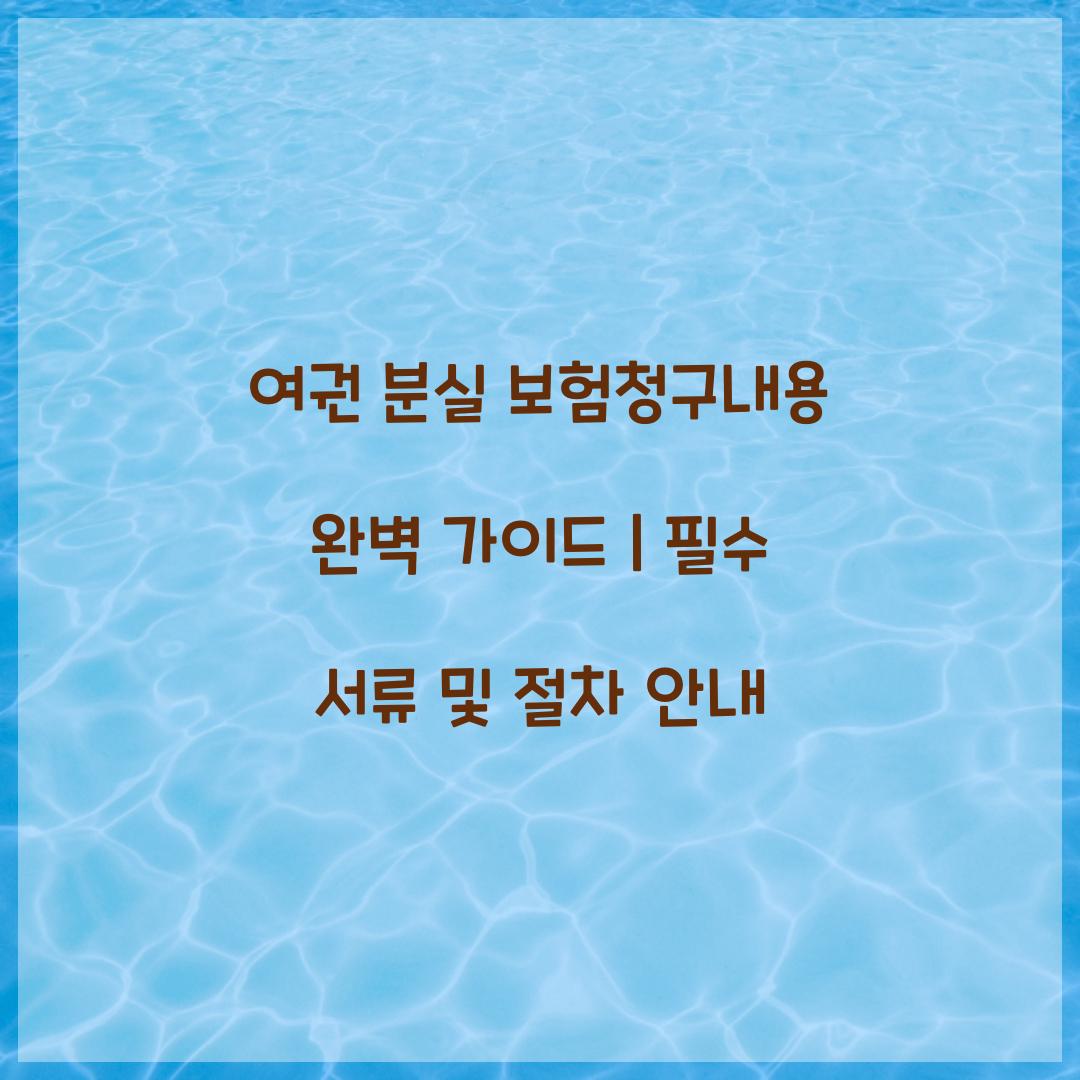 여권 분실 보험청구내용