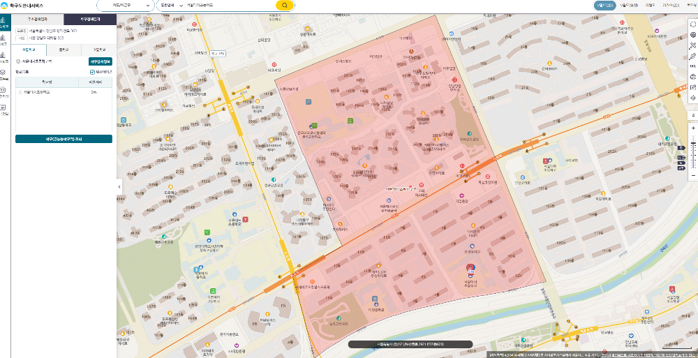 초등학교 통학구역 예시