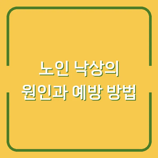 노인 낙상의 원인과 예방 방법