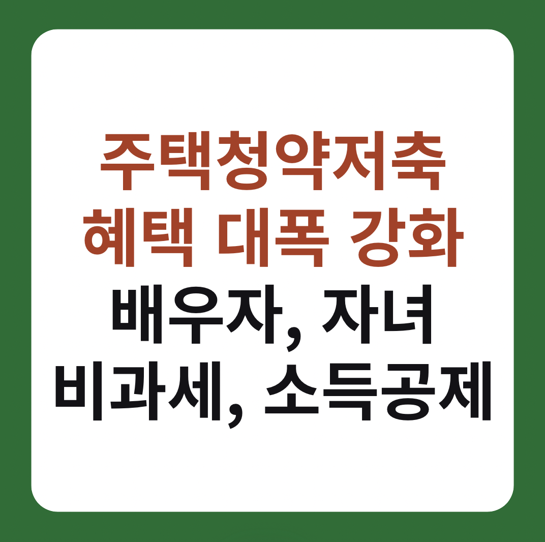 주택청약저축 통장 혜택 대폭 강화 썸네일 이미지