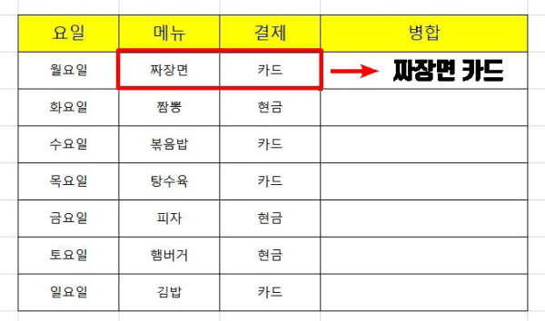 엑셀내용합치기