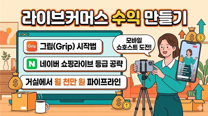 라이브커머스 수익 (그립 시작법, 네이버 등급 공략, 모바일쇼호스트)