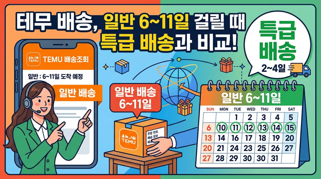 테무 일반 배송 특급 배송 기간과 비용 비교표