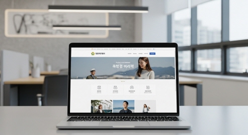 공공기관 홈페이지 화면을 노트북에서 열어본 장면