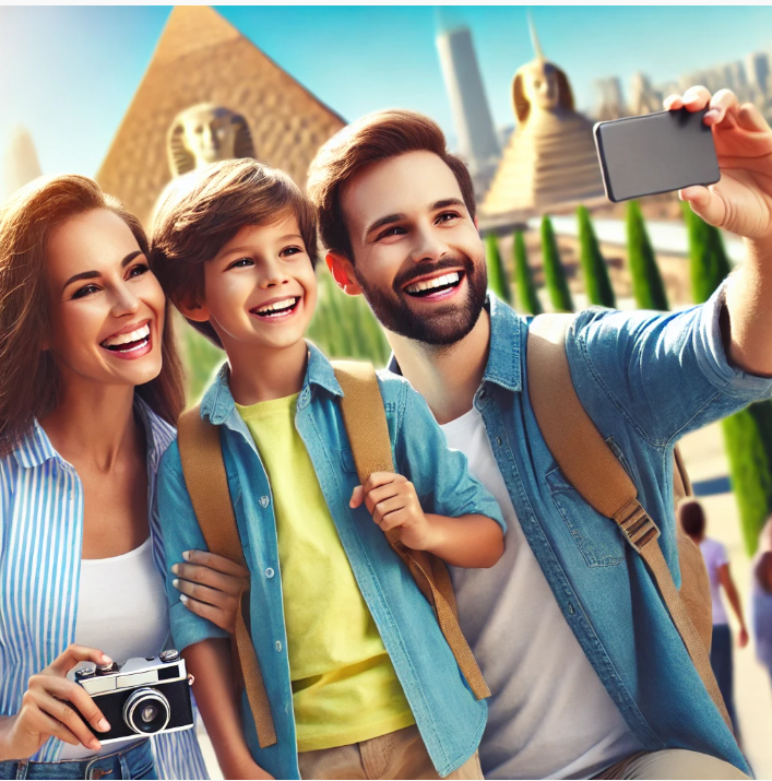 초등학생 자녀와 함께 해외여행 간 가족사진