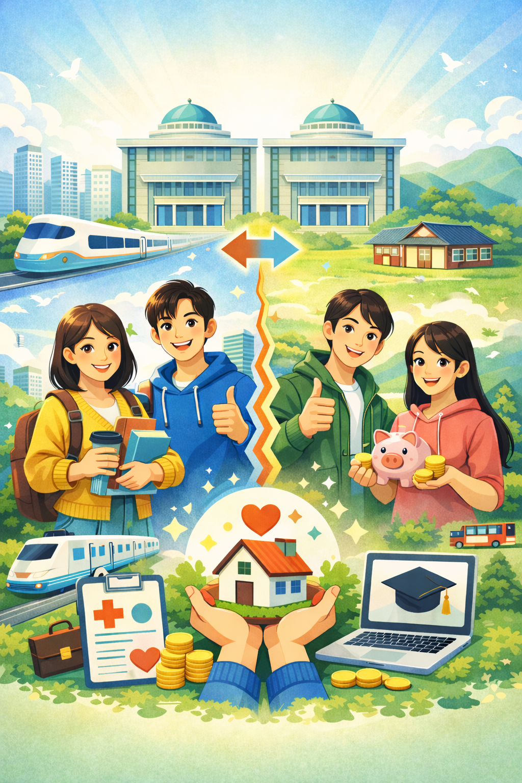 수도권과 지방의 정부지원 관련 그림